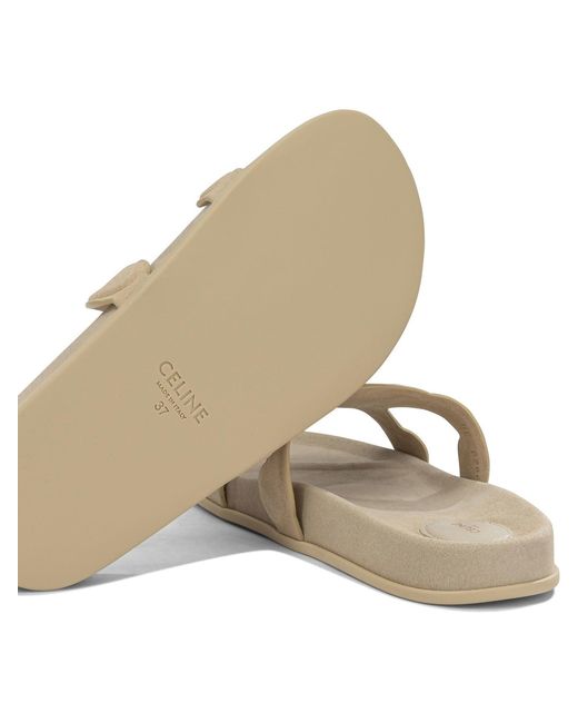 Céline White Triomphe Sandals
