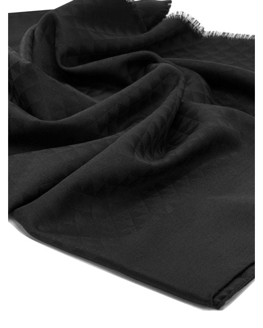 Prada Black Classic Wool And Silk Scarf