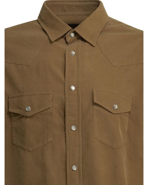 Tom Ford Green Corduroy Western Shirt for men