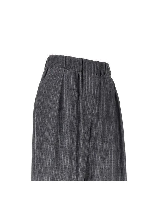 Jil Sander Gray Pinstriped Wool Pants