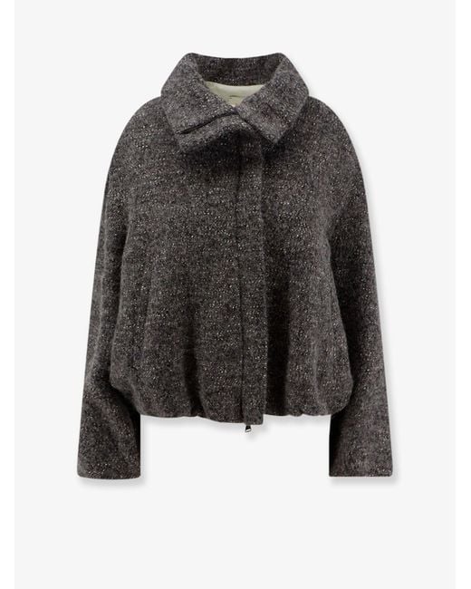 Alysi Black Virgin Wool Cotton Alpaca Jacket