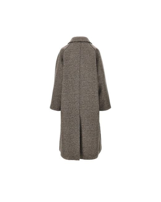 Harris Wharf London Gray Cashmere-Blend Balmacaan Coat