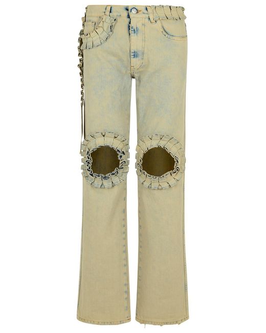 Coperni Natural 'Ruffled' Cotton Jeans