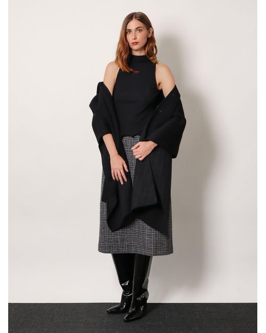 Fendi Black Ribbed Virgin Wool Top