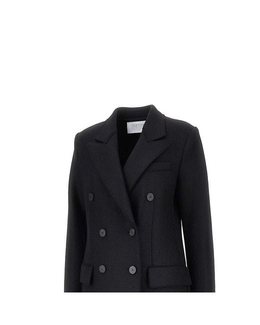 Harris Wharf London Black Pressed Wool Coat