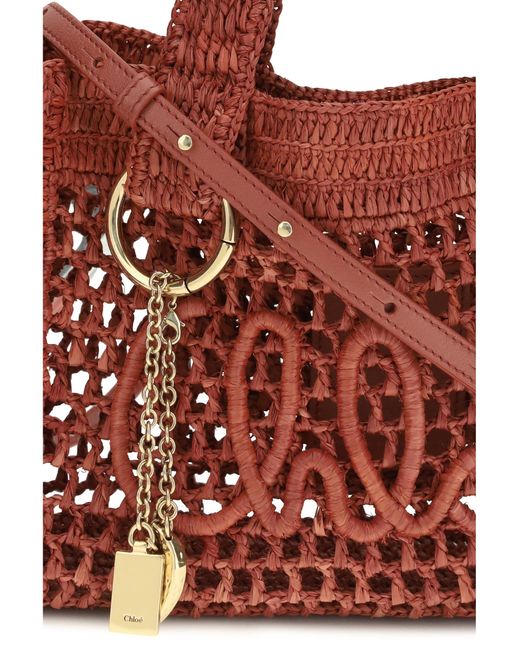 Chloé Red Chloé Small Summer Banana East-West Tote Bag