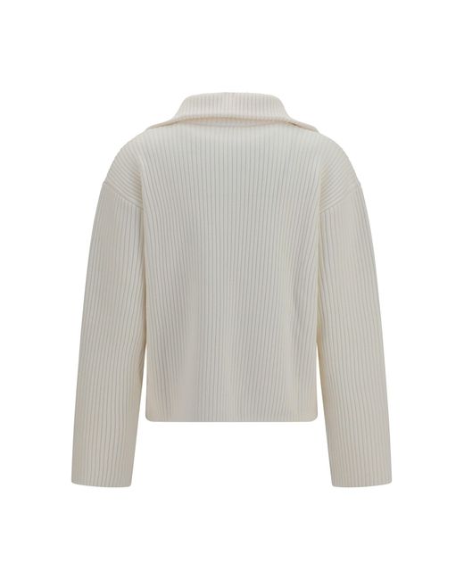 Courreges White Sweater Ribbed Zip