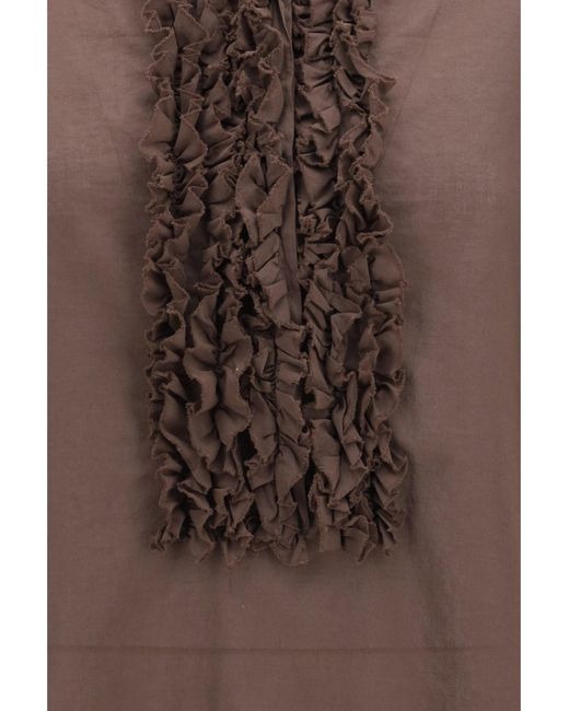 SOSUE Brown Ruffled Shirt Soft