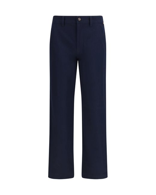 Men's Blue Cotton Twill Chino Trousers