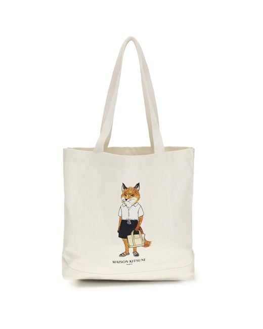Maison Kitsuné White Tote Bag Dressed Fox for men