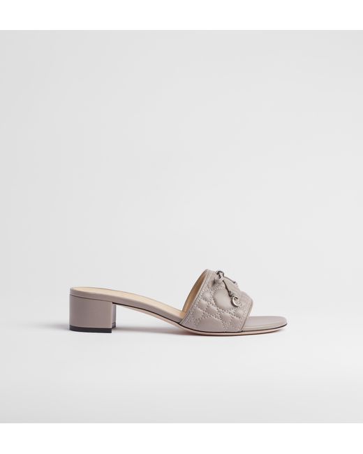Women's White "Cannage Heeled Slide 35Mm" Heeled Sandals