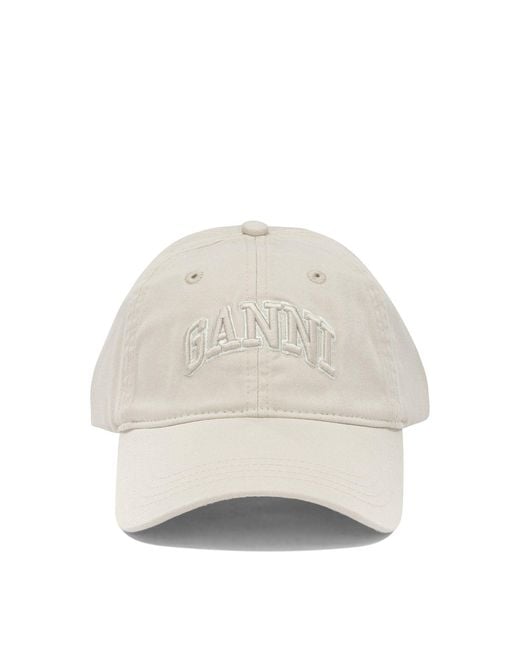 Ganni White Baseball Cap With Logo