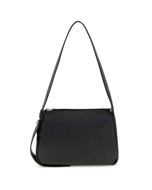 Tory Burch Black Small Romy Pebbled Leather Shoulder Bag