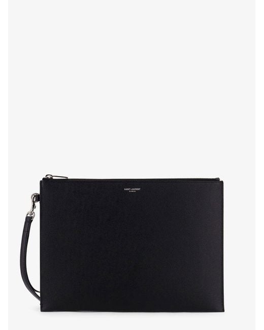 Saint Laurent Black Leather Ipad Holder for men