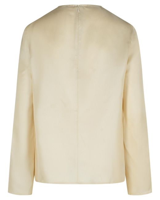 Loulou de Saison Natural Azae Draped Blouse Ivory Silk