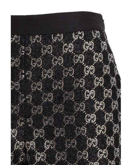 Gucci Black Tweed Wool Lamã Embroidered Shorts
