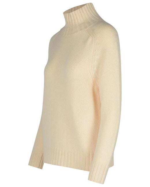 PURO TATTO Natural Ivory Cashmere Turtleneck Sweater