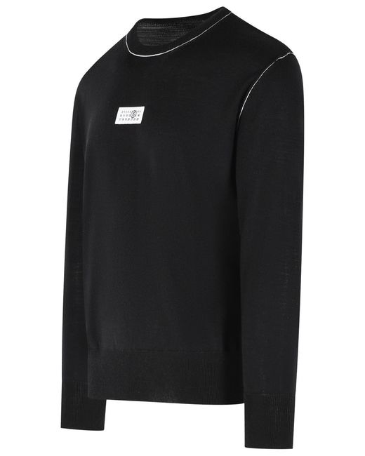 MM6 by Maison Margiela Black Virgin Wool Blend Sweater for men