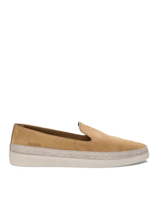 Prada Brown Leather Loafers for men
