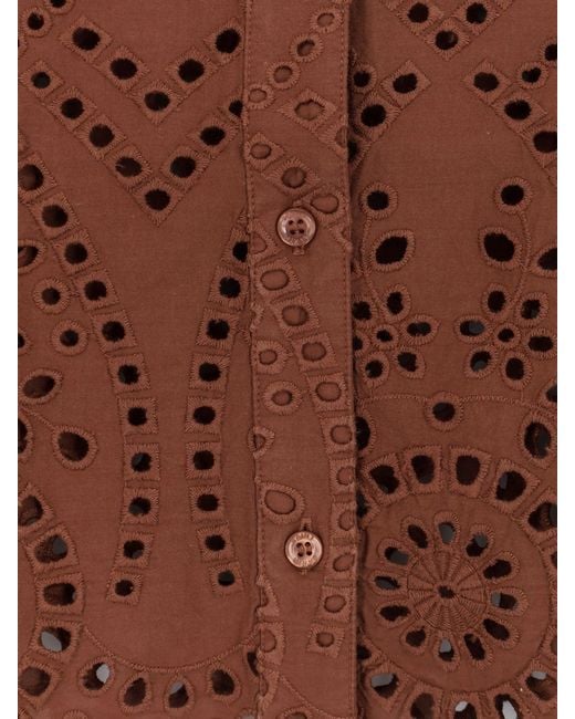 Mc2 Saint Barth Brown Shirt Sangallo Lace