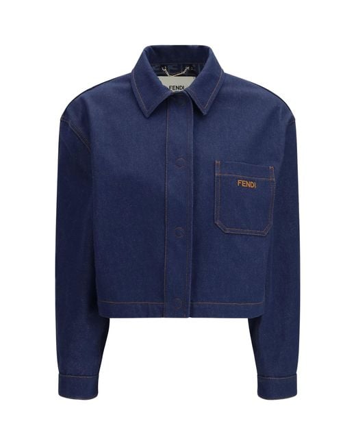 Fendi Blue Cropped Denim Jacket