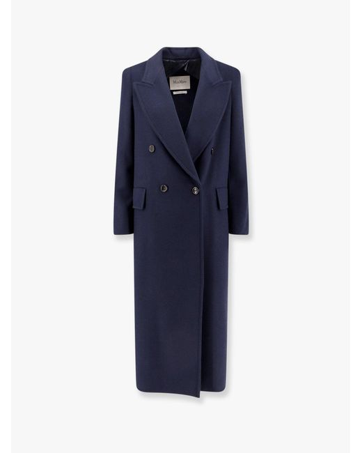 Max Mara Blue Albania 1234 Sfilata Virgin Wool And Cashmere Coat