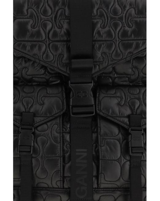Ganni Black Quilted Backpack