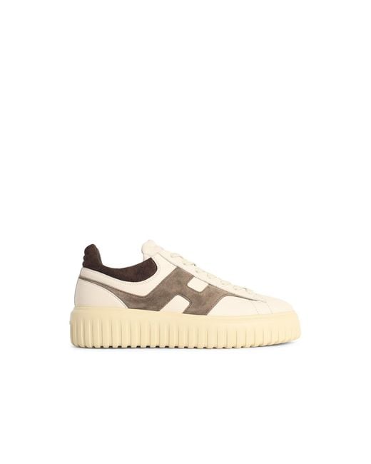 Hogan Natural 'H Stripes' Ivory Leather Sneakers for men