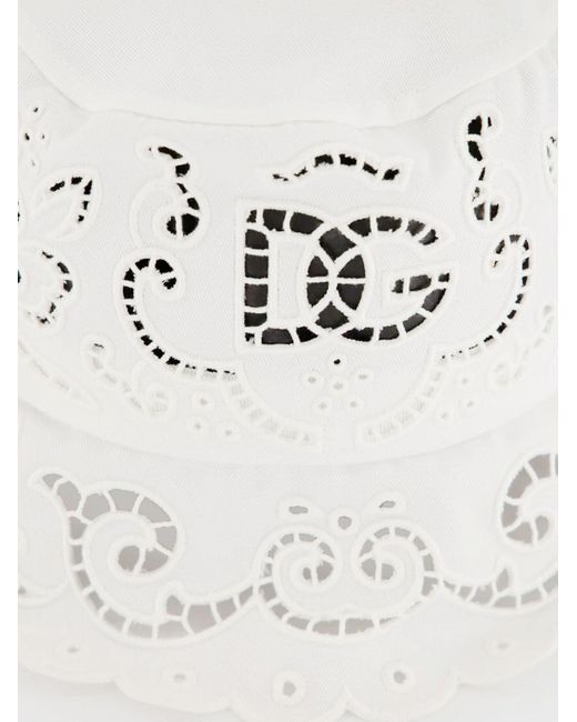 Dolce & Gabbana White Cotton Blend Bucket Hat