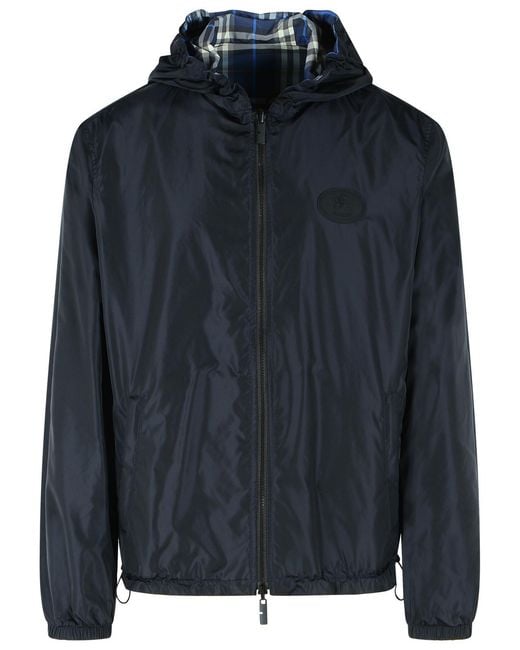 Burberry Blue Dark Polyester Reversible Jacket for men