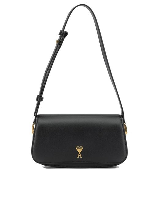 AMI Black "Paris Paris" Small Shoulder Bag