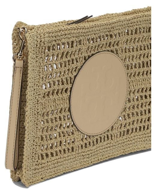 Tory Burch Natural Clutch Bag Paper Straw