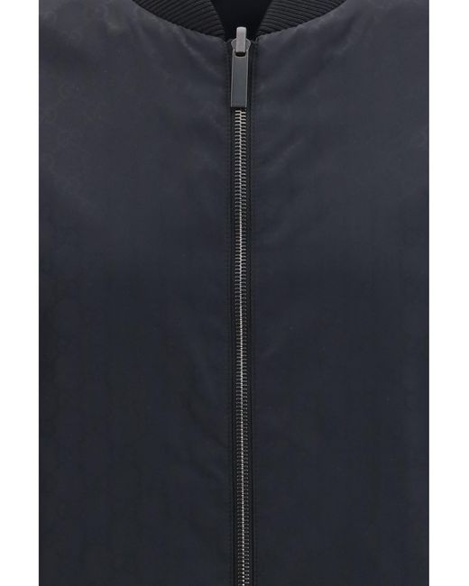 Gucci Blue Jacket Reversible Zip Silk Faille for men