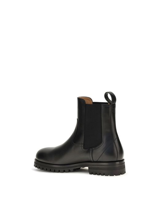 Loro Piana Black Kent Leather Ankle Boots for men