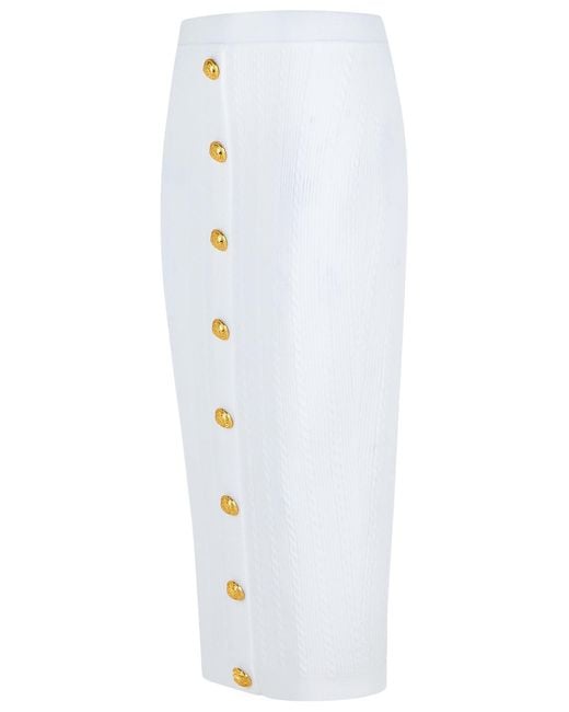 Balmain White Long Skirt