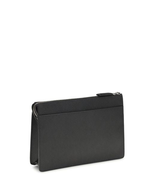 Prada Black Leather Pouch for men