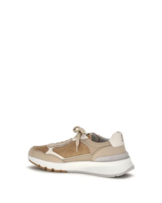 Brunello Cucinelli White Leather Sneakers for men