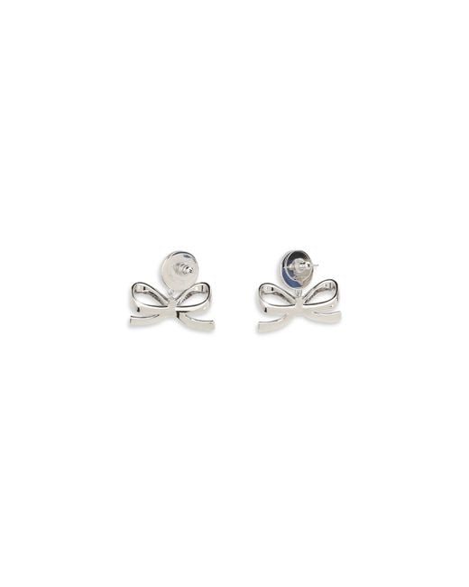 Self-Portrait White Pearl Bow Drop Earrings