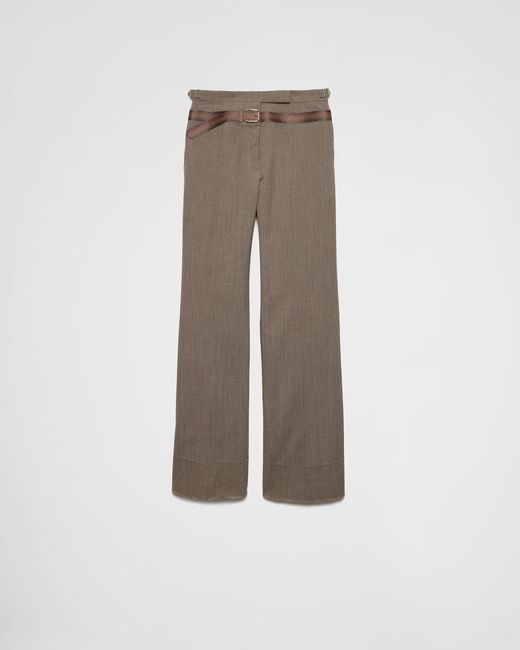 Women's Natural Wool Trousers With Printed Belt