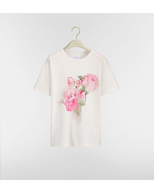 Dior Pink Painted Roses T-Shirt