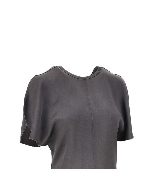 Victoria Beckham Gray 'Bela' Crepe Back Satin Top