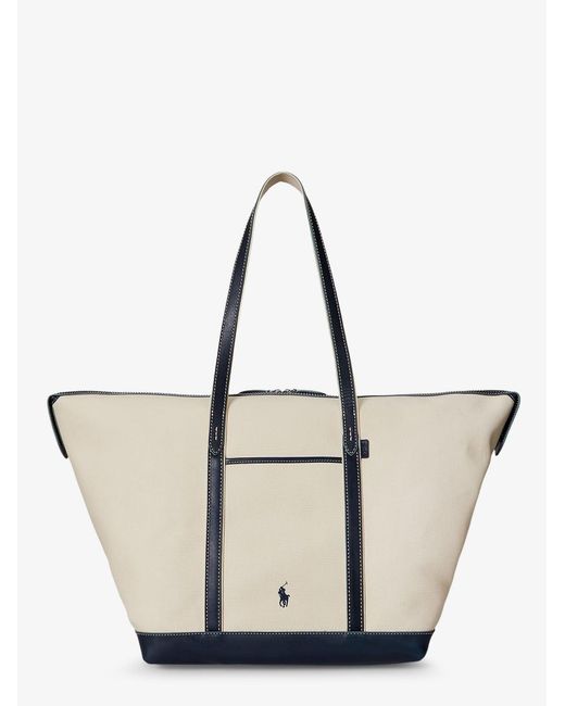 Polo Ralph Lauren Natural Canvas Travel Bag With Leather Profiles