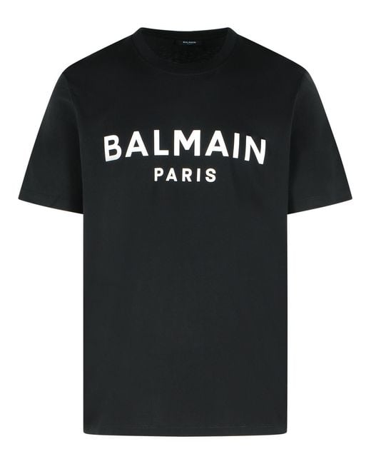 Balmain Black Cotton T-Shirt for men