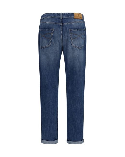 Brunello Cucinelli Blue Straight Five-Pocket Jeans for men