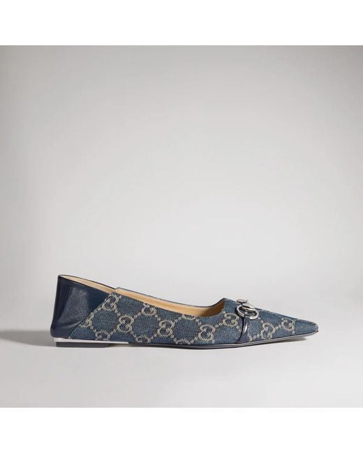 Gucci Blue Vittoria Ballet Flats