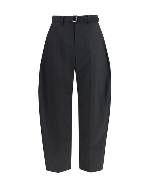 Sacai Blue Wool Tailored Pants With Belt for men