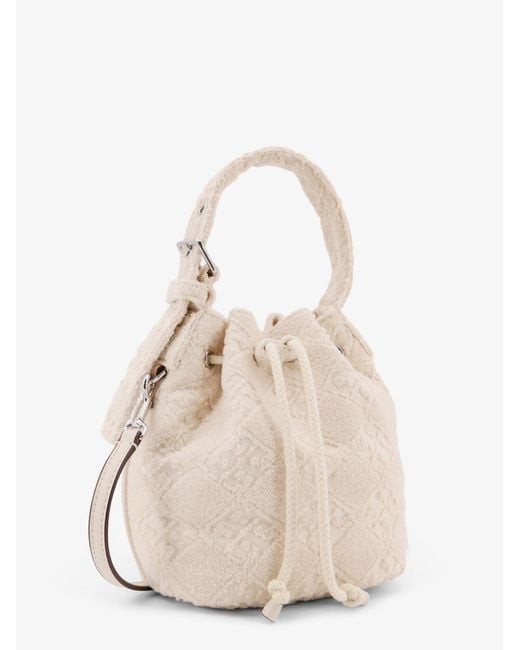 Tory Burch Natural T Monogram Terry Mini Bucket Bag, One Size