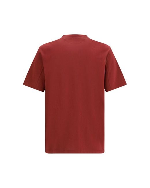 Brunello Cucinelli Red Logo T-Shirt for men