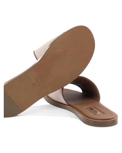 Miu Miu Brown Cotton Sandals