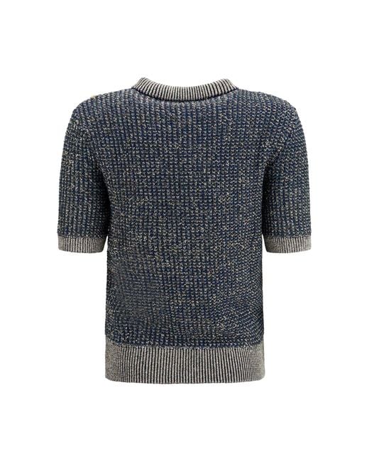 Balmain Gray Short-Sleeve Sequin Sweater